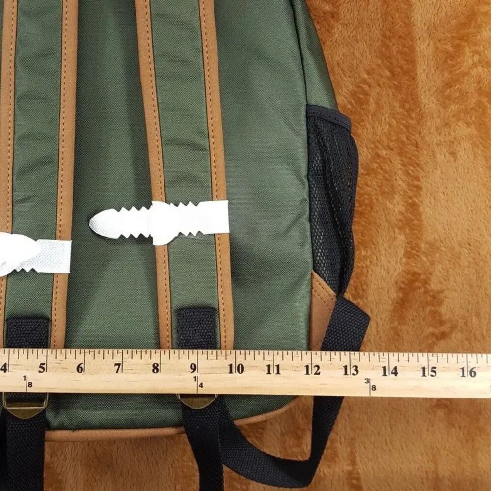 SUN + STONE Dark Green Backpack Canvas School Laptop Bookbag RILEY